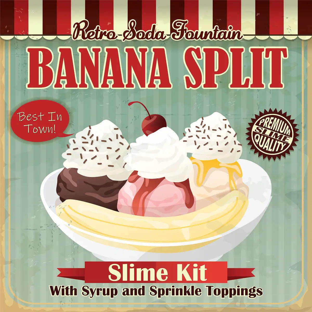 Retro Soda Fountain Banana Split Slime Kit